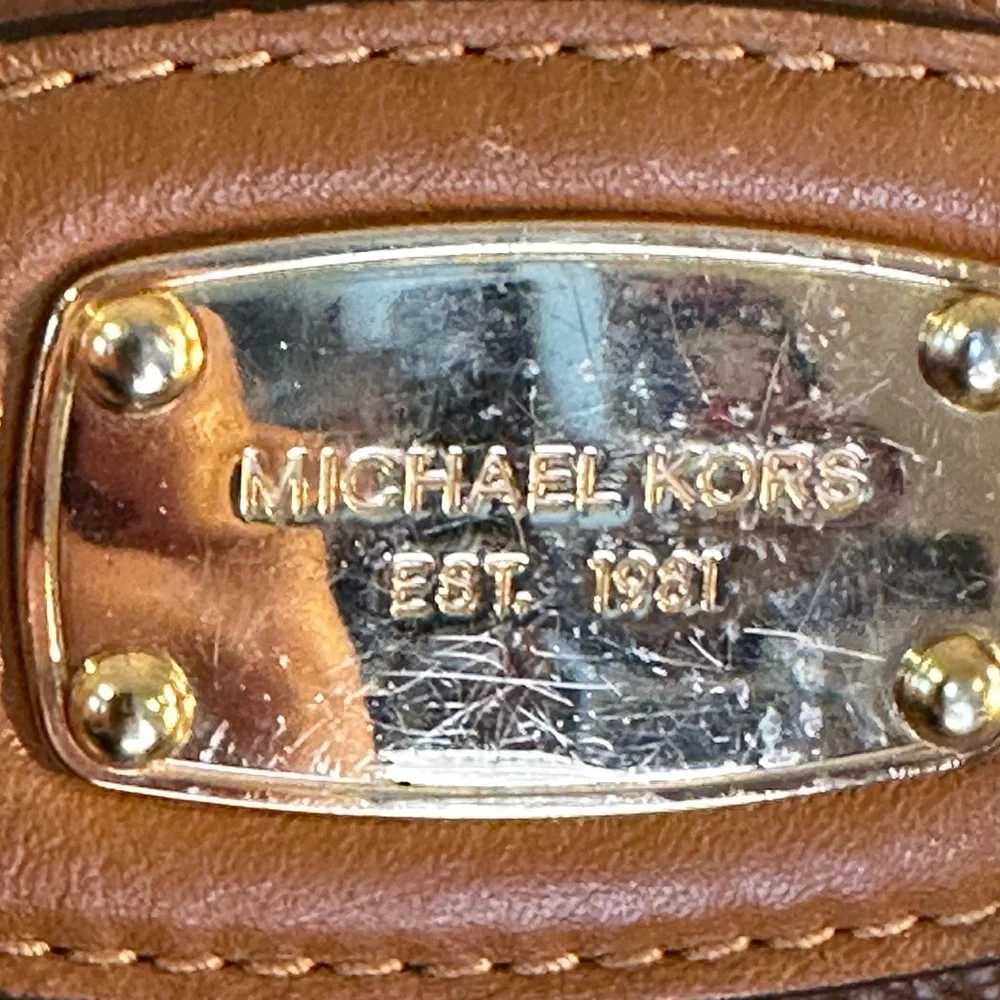 Michael Kors Hamilton Vintage Y2K Brown Leather large Satchel Bag